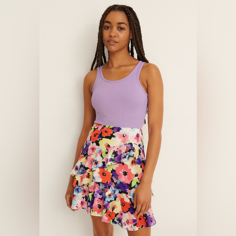 Lauren Ralph Lauren Blue Floral Ruffle Tiered‎ Skirt Sz. 2